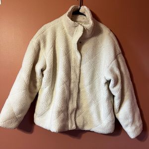 White fur jacket, no marks or stains. XXL